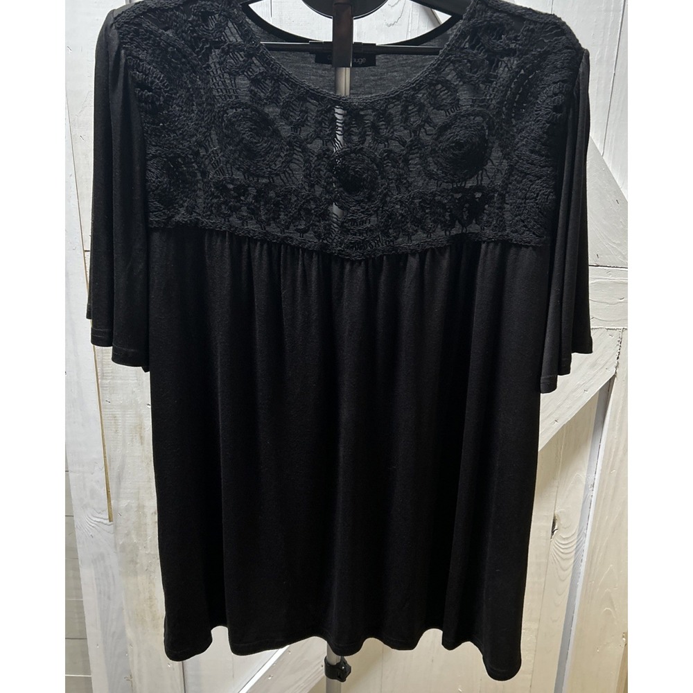 Cable And Gauge Women's Pullover Blouse Size 2XL Crochet Trim